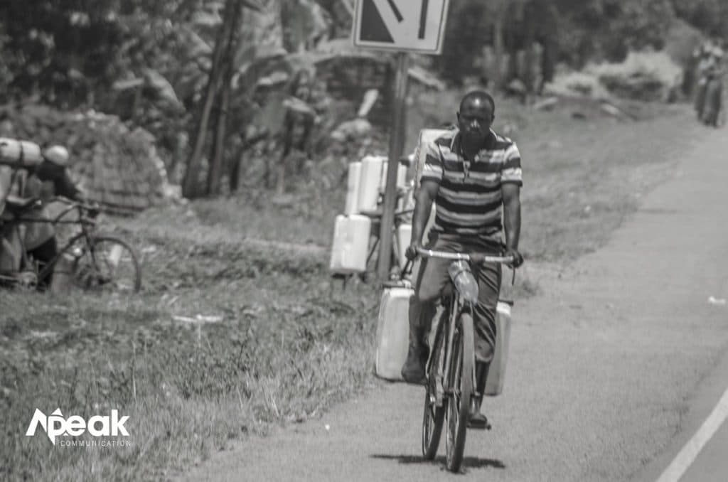 A man transports matooke from his farm to the market on a bicycle boda boda. Photo credit : Watsemba Miriam
