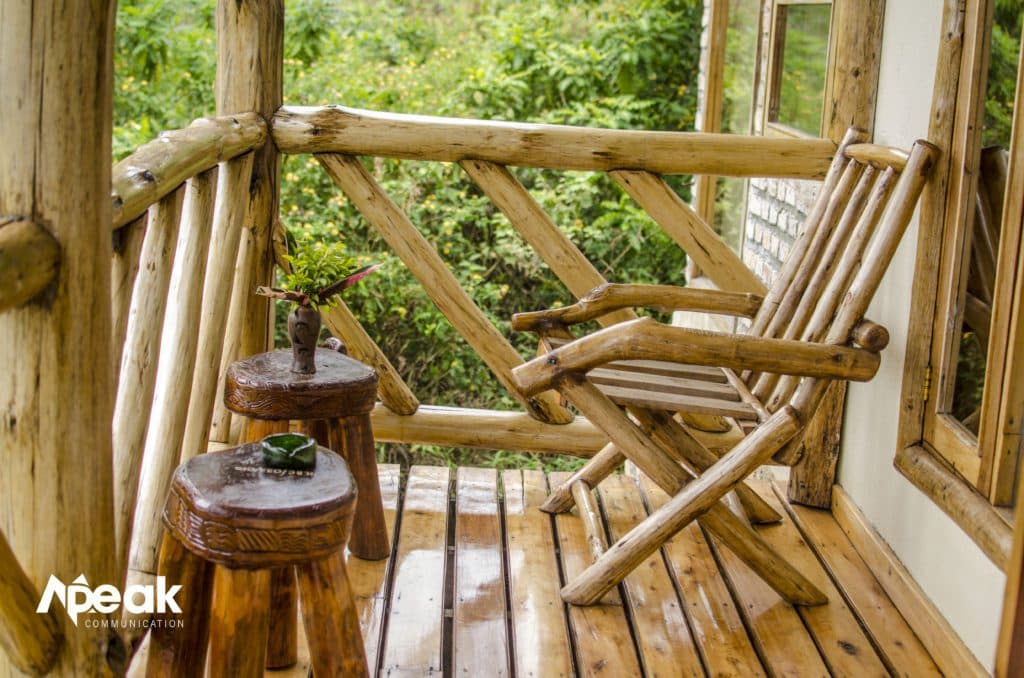 The balcony area at the restaurant in Haven lodge Buhoma. Photo credit : Watsemba Miriam