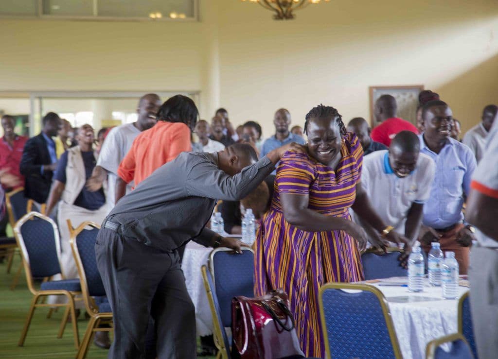Participants sharing a light moment.